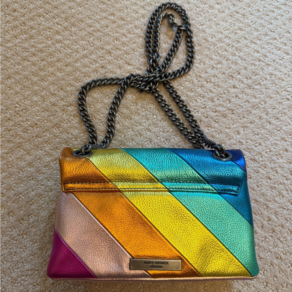 Kurt Geiger Multicolor Rainbow Crossbody Bag with Chain Strap Purse Colorful - Picture 5 of 10